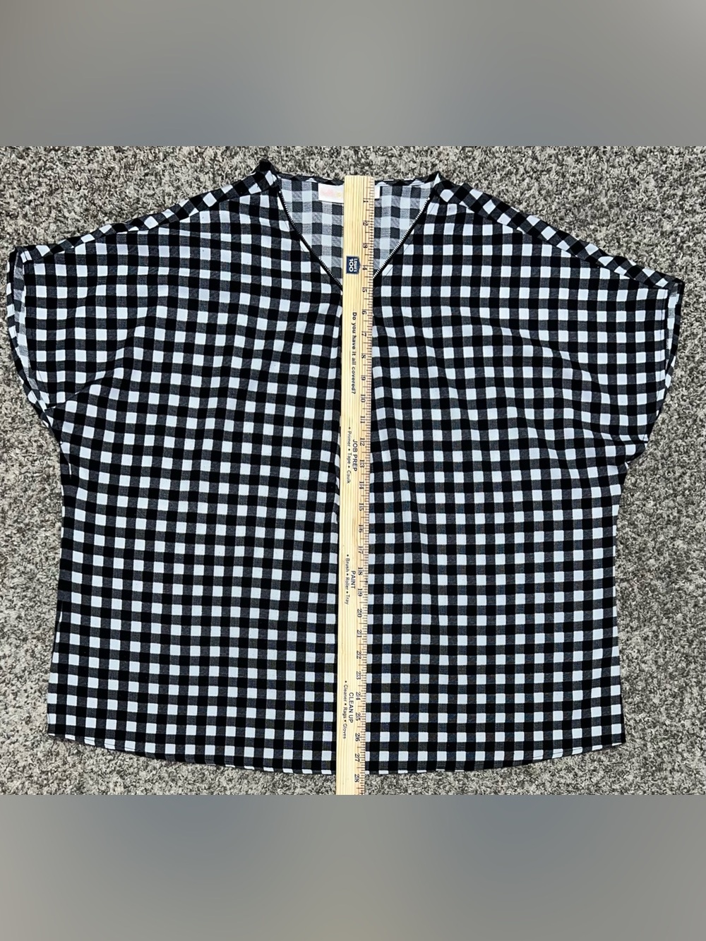 Belle By Kim Gravel Black & White Gingham Signature Zip-Front Woven Blouse! 1X. - Picture 12 of 14
